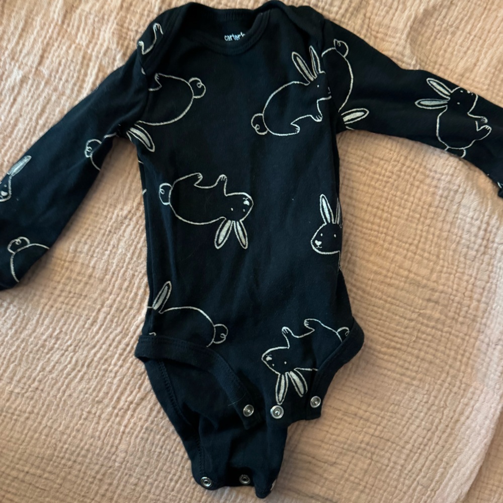 Carter's Black Baby Onesie with Bunny Design